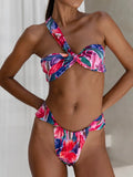 2025 Printed One Shoulder Bikini Women Sexy Swimwear Female Thong Swimsuit Bathers Bathing Swimming Swim Suit Beachwear Summer