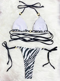Zebra Leopard Wrap Around Halter Micro Mini Bikini Women Swimwear Female Swimsuit Two-pieces Bikini set Bather Bathing Suit Swim
