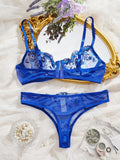 Womens Embroidered Bralette Lingerie And Panty Set Floral Design Soft Stretch Fabric Comfortable Everyday Underwear