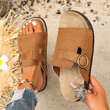 Fashion Buckle Summer Birken Slippers Women 2026 Plus Size 43 Platform Sandals Woman Clogs Thick Sole Beach Sandals Female