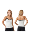 Women Summer Lace Trim Camisoles Sexy Dot Print Slim Fit V Neck Spaghetti Strap Tops