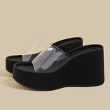 2026 Brand New Flip Flops Sandal Summer Black Platform Sandals Women Outdoor Slipper Wedges Slides 10cm High Heels Shoes Mules