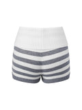 Women Spring Summer Striped Knit Shorts Slim Fold Over Low Rise Mini Shorts for Daily Office Party Club