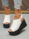 Fish Mouth Leopard Fashion Casual Wedge Heel Slippers for Women's 2026 Summer New Open Toes Breathable Comfortable Beach Sandals