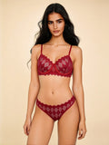 Pure desire thin bra set European and American sexy lingerie lace see-through bra set