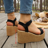 2026 Summer Chunky Platform Sandals Women Plus Size 43 Wedge High Heeled Sandals Woman Ankle Strap Thick Bottom Sandalias Mujer