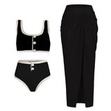 2024 Black White Retro One Piece Swimsuit Women Bow Tie Swimwear and Skirt Sexy Push Up Bathing Suit Monokini Beachwear Bodysuit
