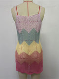 2025 New Colorful Hollow Out Crochet Knitted Tunic Beach Cover Up Cover-ups Beach Dress Beach Wear Beachwear Female Women K6522