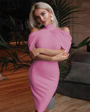 2024 New Solid Color Slim Midi Dresses Women Halter Neck Off Shoulder Package Hip Bodycon Elegant Temperament Ladies Party Dress