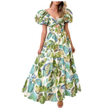 Sexy Dresses For Women Summer Trendy Boho Floral Printed Short Sleeve Vestido Seductive Off Shoulder Knee Length Dress For Woman