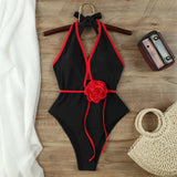 Floral One Piece Swimsuit 2025 New Halter Bandage Swimwear Women Swimsuit Bathing Suit Beachwear Monokini Female Swimming Suits