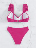 Wrinkled Ruffle Frilled Bra Cup Bikinis 2026 Female Swimsuit Women Swimwear Two Pieces Bikini Set Push Up Beachwear Bathing Suit