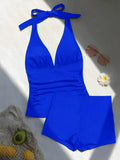 2026 Halter Solid One Piece Swimsuit Women Swimwear Female Bathers Bathing Swimming Suit Beachwear Summer