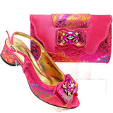 Doershow hot selling WINE Shoes and Bags To Match Set Italy Party Pumps Italian Matching Shoe and Bag Set for Party! 1-10