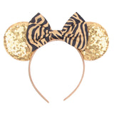 Disney Mickey Mouse Ears Leopard Print Headbands for Girls Baby Women Sequins 5"Bows Hair Accessories Adults Hairbands Kids Gift