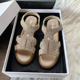 Fashion Women's Sandals Comfortable Women Shoes Rhinestones Wedge Sandals Summer 2026 New Roman Sandals