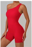 One Shoulder Women Sports Jumpsuit Sleeveless Yoga Rompers Backless Sportswear Women Workout One Piece Bodysuits Female