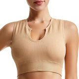 New Sports Bra Women Sexy Deep U-neck Push Up Gym Jogging Yoga Fitness Shockproof Vest Crop Tops Female Sport Bras Set for Women