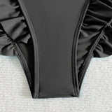 Summer Lotus Leaf Swimsuit for Women Bikini Women's Beach Shorts Defense Bare Swimwear Bather Biquini Solid Swimming Shorts
