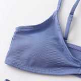 Sexy Ribbed Metal Rings High Cut Bikini Female Swimsuit Women Swimwear Two-pieces Bikini Set Micro Thong Bathing Suit Swim Lady