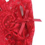Women Sexy Lace Teddy Lingerie Deep V Mesh Sheer Bodysuit Backless Crotchless One Piece Babydoll Nightwear