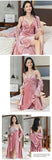 Gold velvet pajamas, autumn and winter sexy suspender nightgown, nightgown set with chest pad, large size home clothes