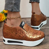 Snake Print Pu Leather Sneakers Women Autumn Winter Low Top Platform Sports Shoes Woman Slip On Lightweight Casual Shoes Mujer