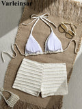 Sequins Starfish Halter High Waist Bikini Female Swimsuit Women Swimwear Two-Pieces Bikini Set Bather Bathing Suit Swim V8215