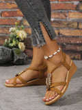 Wedge Sandals for Women Summer Comfortable Non Slip Beach Shoes Woman PU Leather Platform Roman Sandalias Mujer