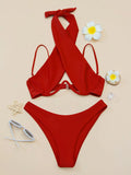 Cross Halter Underwire Bikini 2026 Women Swimsuit Solid Push Up Swimwear Female Bathers Bathing Swimming Suit Summer Beachwear