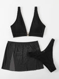 3 Pieces U-ring High Cut Bikini Swimsuit & Split Thigh Beach Skirt Swimwear Women 2026 Bathers Bathing Swimming Suit Female