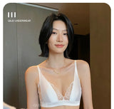 Elegant French Lace Triangle Bra, Summer Satin Bralette for Small Bust, Wirefree Sensual Lingerie Set MOYISU Panty Bras & Set AB