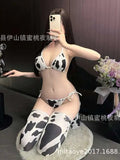 Cow Print Sexy Cosplay Costume Maid Swimsuit Anime Bikini For Beach Vacation Holiday Pool Party Charming Backless Deep V 7AXO
