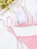 DEKA Women Sexy Thong 3D Flowers Bikini Set Halter Strappy Bikini Thong Swimwear Female Swimsuit Two-pieces Bather Bathing Suit