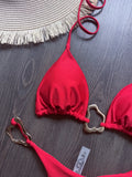 New Sexy Bikini Solid Color Lace-up Split Two-piece Swimsuit for Women