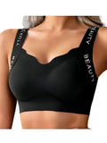 Ribbed Bras Push-Up Wireless Bra Women's Seamless Underwear Plus Size Wave Neckline Wide Strap Support Sexy Lingerie M-3XL