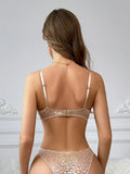 Sexy European and American Ultra-Thin Leopard Print Hollow-Out Anti-Sagging Bra Set for Women with Underwire Pure Desire Lace Bra