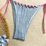 2025 Halter Wrinkled Weaved Bikini Women Swimwear Female Swimsuit Two Pieces Bikini Set Brazilian Bathing Suit Swim Beach Wear