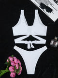 2026 Ring Linked Bikini Solid Bandage Swimwear Female Sexy Swimsuit Women Bathers Bathing Swimming Swim Suit Beachwear