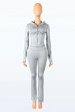 2026 New Women Ins Fashion Solid Color Sexy Straight Shoulder Contrast Stitch Long Sleeve 2 Piece Outfit