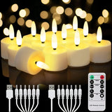 6/12/24pcs Rechargeable Flameless Candles Flickering LED Tea Light Candles Battery Operated Electronic Candle Lamp for Home gift