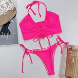 5 Colors Sexy Bikini Swimwear Swimsuit Women Leopard Push Up Drawstring Bikinis Set Bathing Suit Beach Bikini Female Banadores