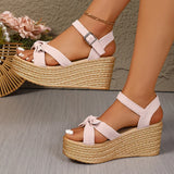 Summer Chunky Platform Sandals Women Plus Size 43 Ankle Buckle Wedge Heels Sandals Woman Thick Bottom Gladiator Sandalias Mujer