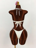 Sexy Metal Buckle Push Up Bikini Set 2026 Women Hollow Out Mesh Long Sleeve Cover Up 3 Piece Swimsuit Pool Bathing Suit Swimwear