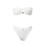 2026 Summer Womens Solid Color Bikini Sets Strapless Bra Tops with Thong Swimsuits 2 Pcs Set Bathing Suits for Beach Pool