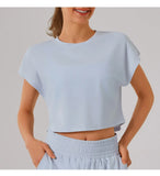 New Yoga Short Sleeve Women Running Fitness Shirt Summer Quick Drying Sleeveless Running Loose Fit Sports T-shirt Workout Top