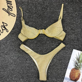 Sexy Silver Glitter Bikini 2026 Swimwear Women Push Up Cut Out Underwire Thong Swimsuit Summer Brazilian Bathing Suit Biquini