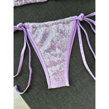 Sequins Halter Bikini Female Swimsuit Women Swimwear Two-Pieces Bikini Set High Cut Leg Padded Bather Bathing Suit Swim V8302