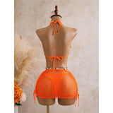 With Skirt 3D Flower Halter Bikini Women Swimwear Female Swimsuit Three-Pieces Bikini Set Padded Bather Bathing Suit Swim  V8346