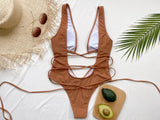 Deep V Neck Wrap Around High Cut Women Swimwear One Piece Swimsuit Female Monikini Tummy Cut Out Bathing Suit Swim Beach Wear